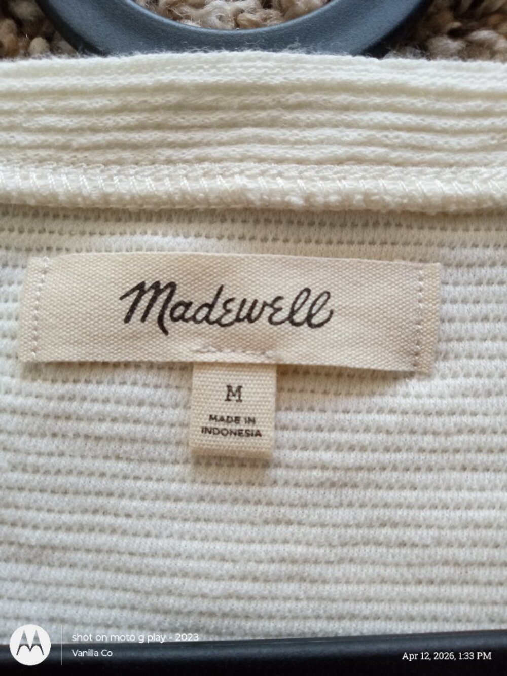 Madewell Deep V Neck Flare Sleeve Sweater Ivory Size Medium - Picture 3 of 8